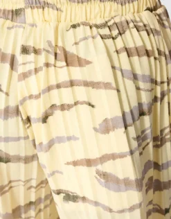 Tijger Plissé Wide Leg Broek Lichtgeel