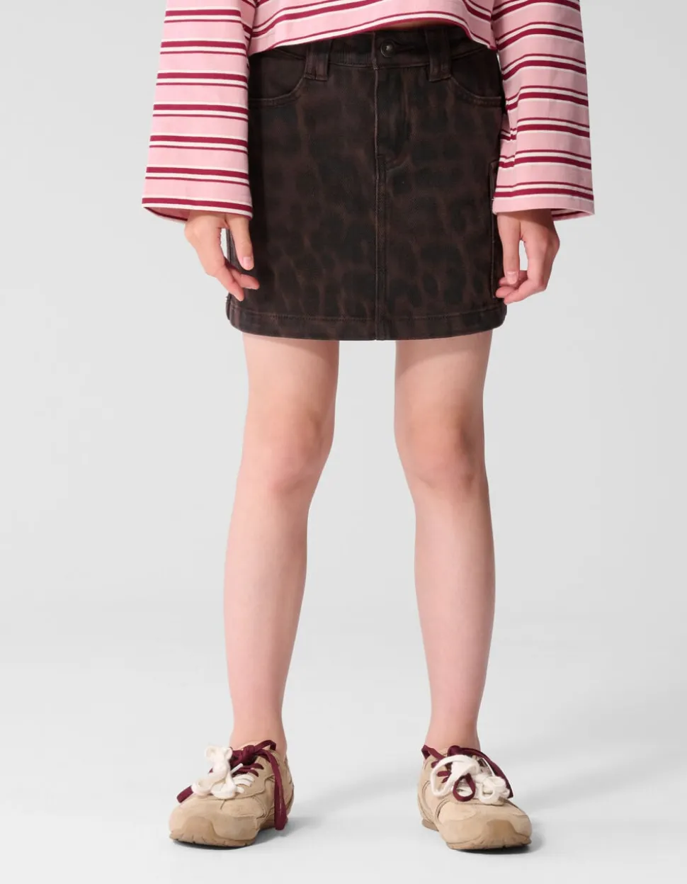 Twill Leopard Print Rok Bruin