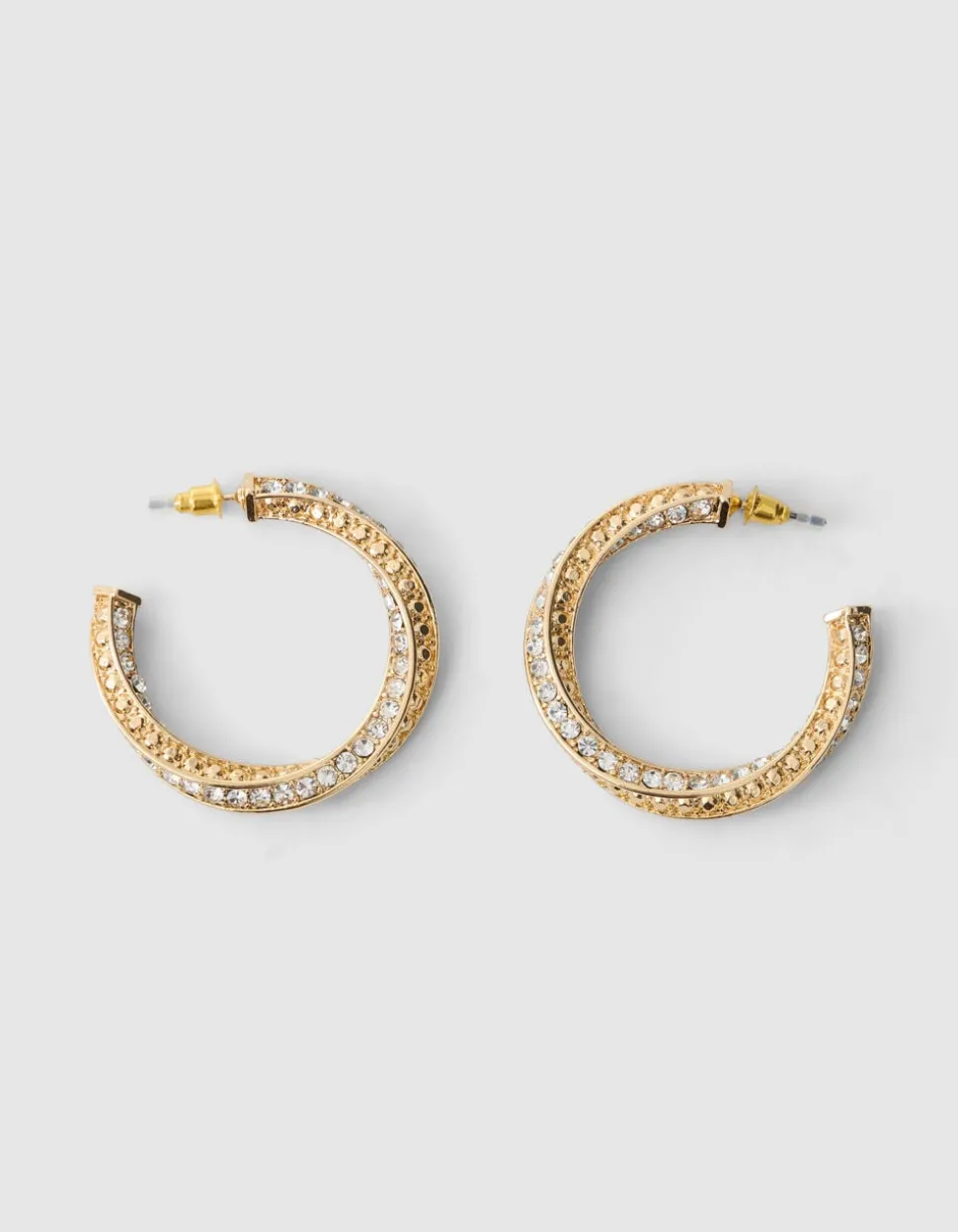 Twisted Strass Oorbellen Goud