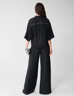 Twist Studs Wide Leg Fit Broek Zwart