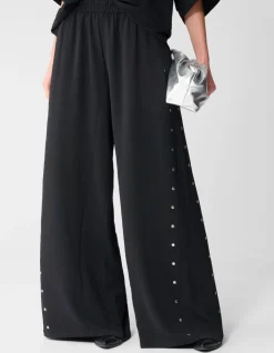 Twist Studs Wide Leg Fit Broek Zwart