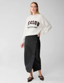 Vegan Leren Overlap Maxi Rok Zwart