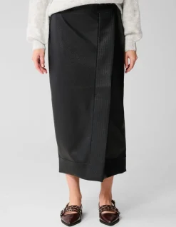 Vegan Leren Overlap Maxi Rok Zwart
