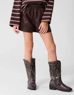Vegan Leren Short Donkerbruin