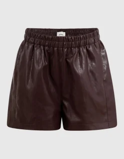 Vegan Leren Short Donkerbruin