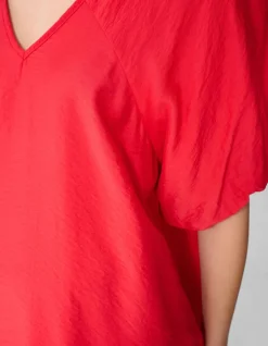 V-hals Mini Jurk Rood