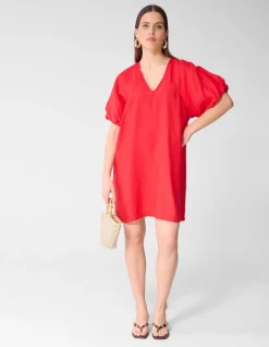 V-hals Mini Jurk Rood
