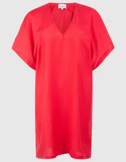 V-hals Mini Jurk Rood