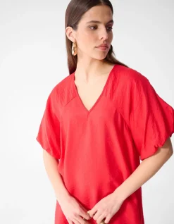V-hals Mini Jurk Rood