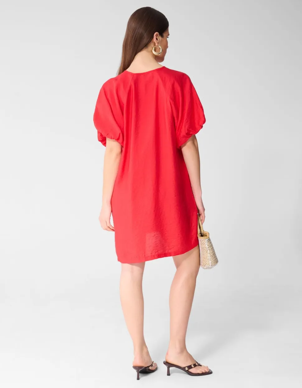 V-hals Mini Jurk Rood