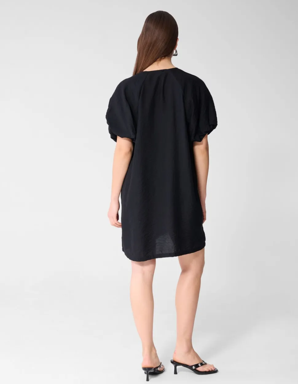 V-hals Mini Jurk Zwart