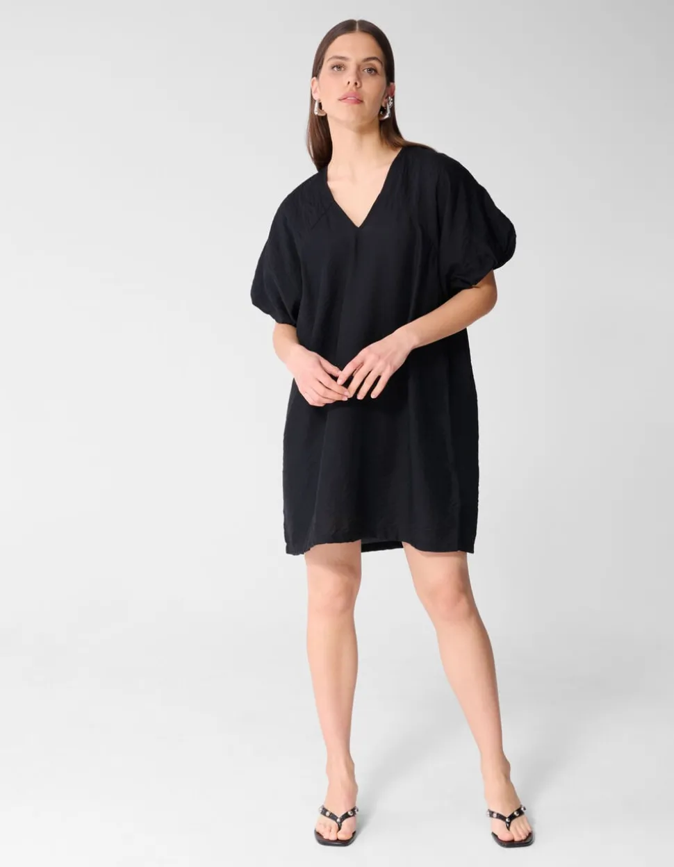 V-hals Mini Jurk Zwart