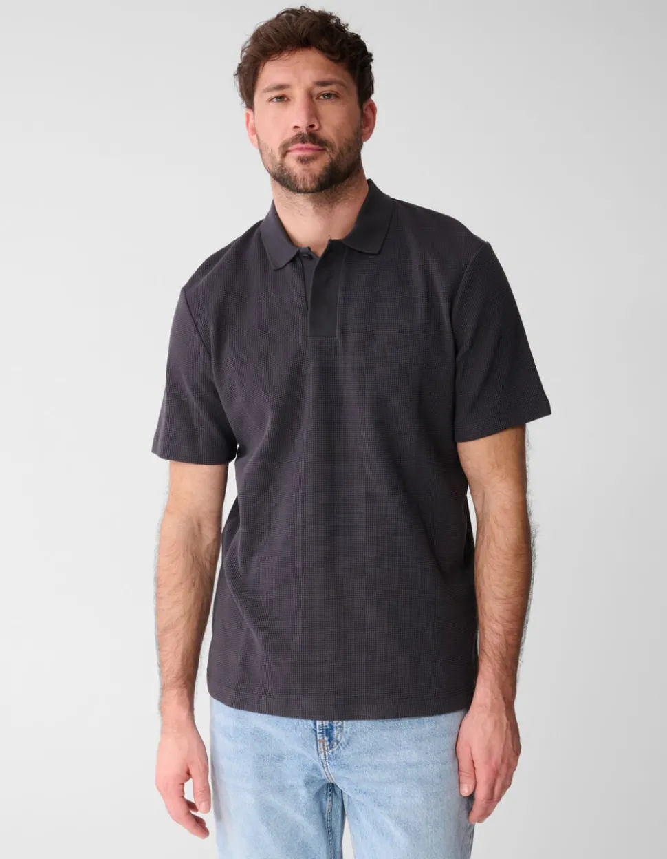 Waffle Polo Donkergrijs