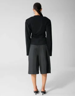 Waisted Longsleeve T-shirt Zwart