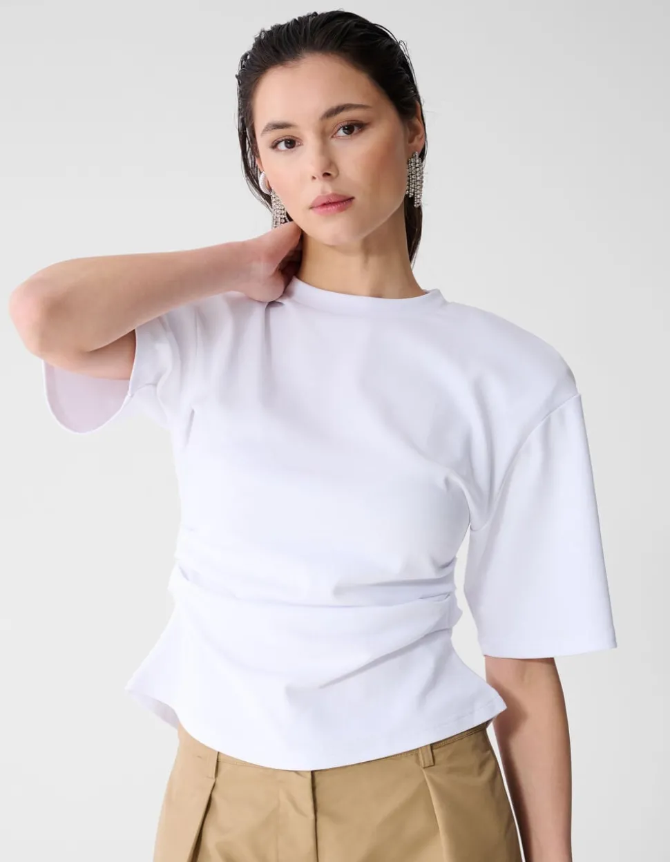 Waisted T-shirt Wit
