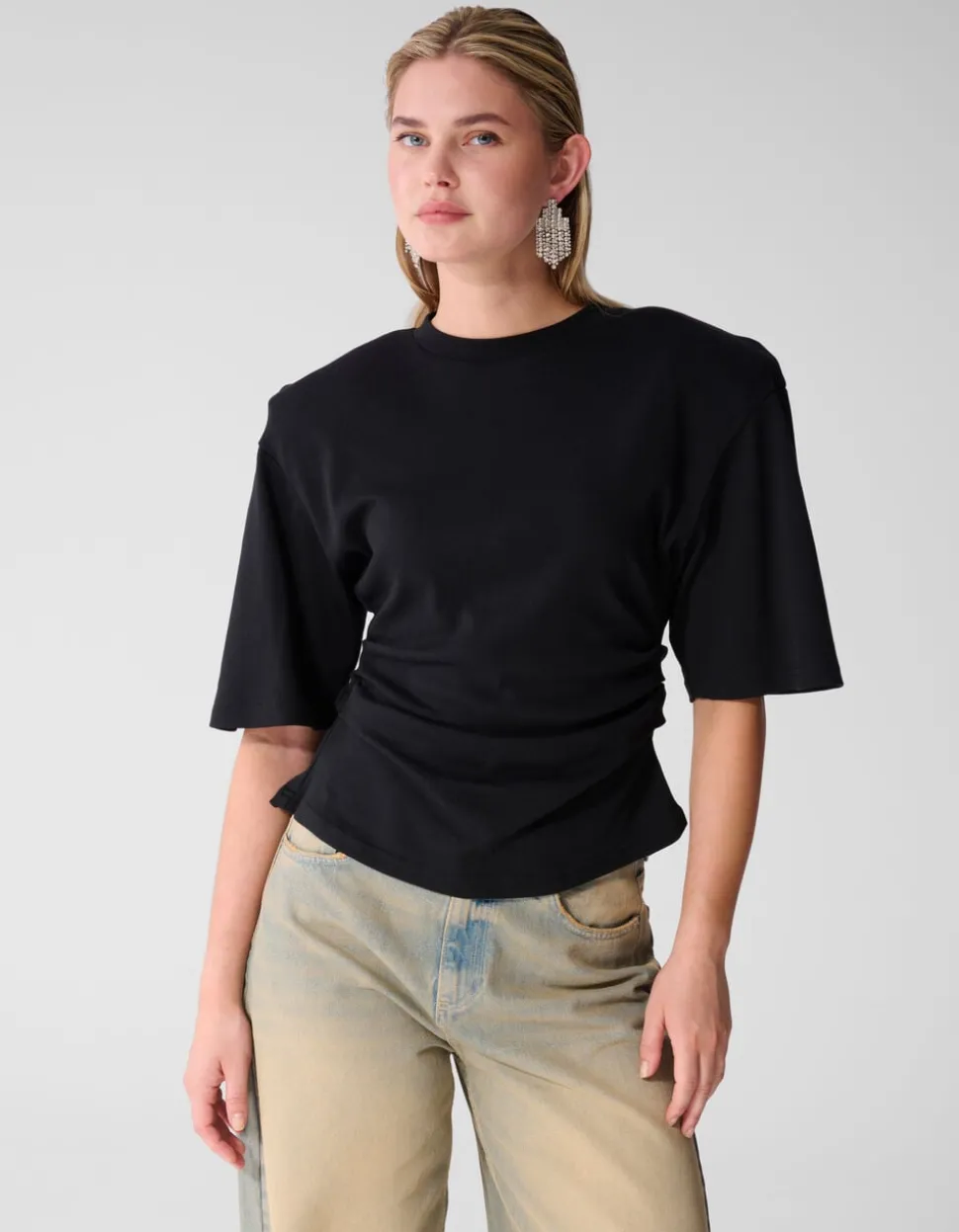 Waisted T-shirt Zwart