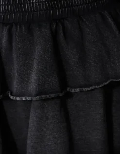 Washed Ruffle Mini Rok Donkergrijs