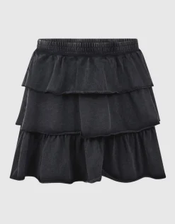 Washed Ruffle Mini Rok Donkergrijs