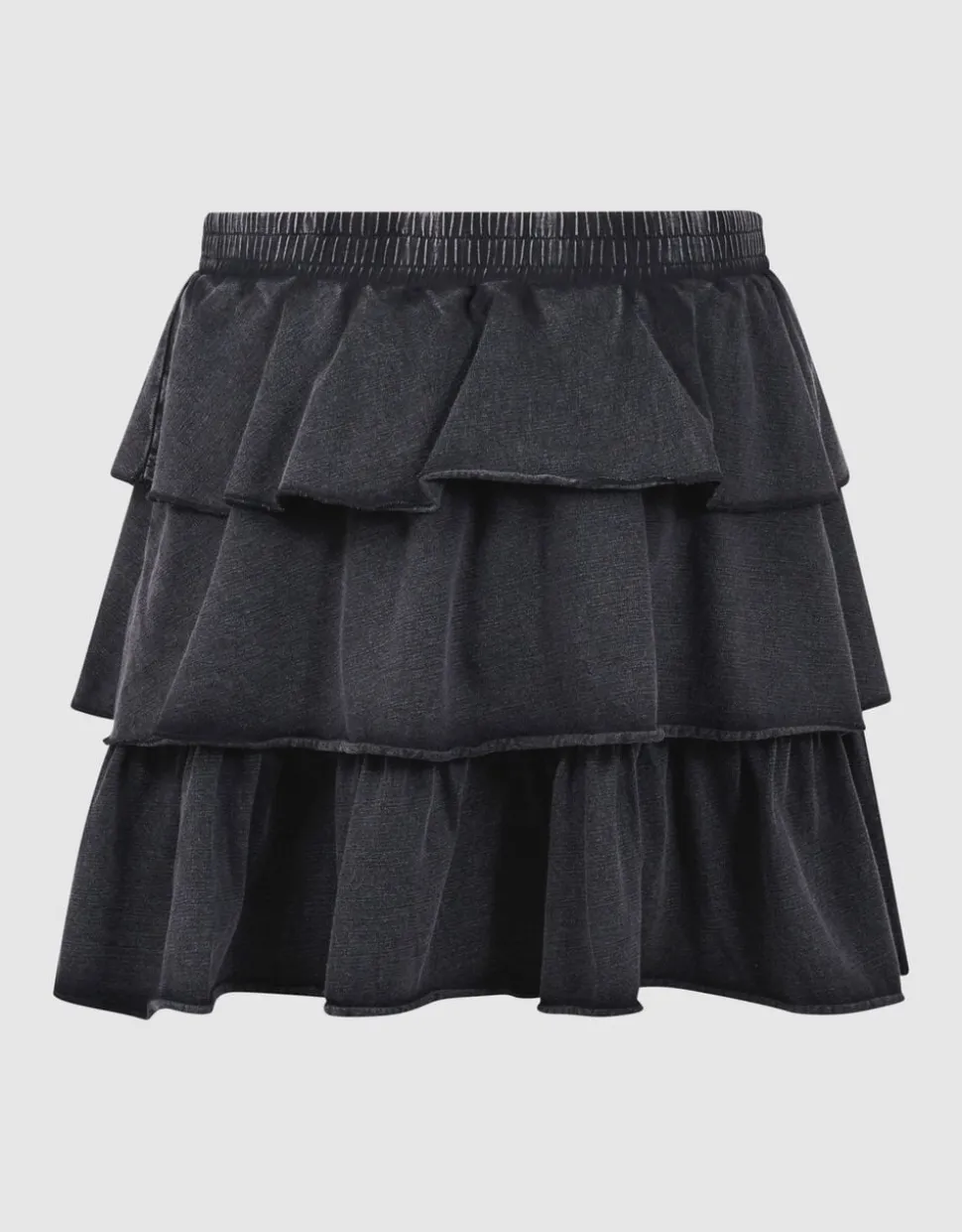 Washed Ruffle Mini Rok Donkergrijs