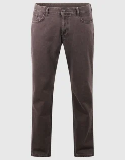 Washed Straight Fit Broek Donkerbruin