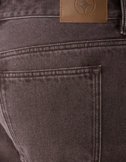 Washed Straight Fit Broek Donkerbruin