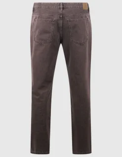Washed Straight Fit Broek Donkerbruin