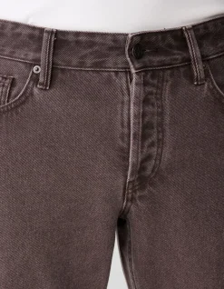 Washed Straight Fit Broek Donkerbruin