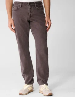 Washed Straight Fit Broek Donkerbruin