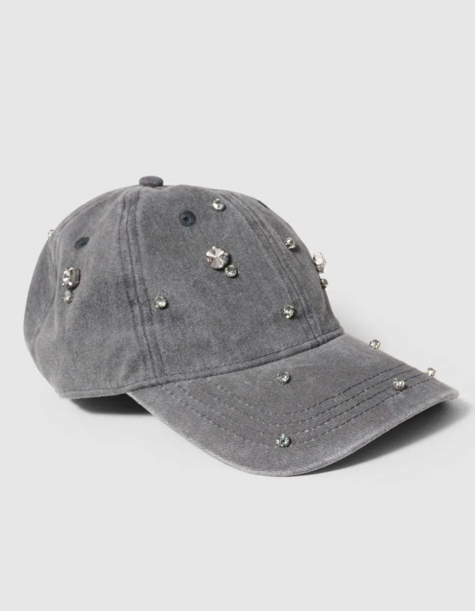 Washed Strass Pet Donkergrijs