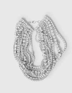 Waterval Strass Choker Ketting Zilver