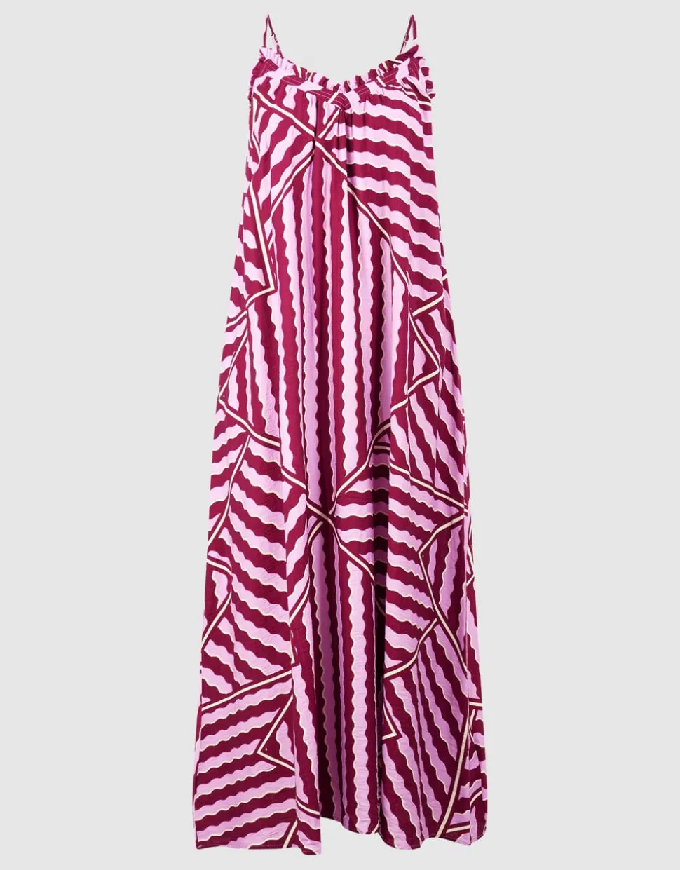 Wavy Printed Maxi Jurk Roze/Paars