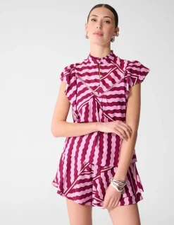 Wavy Printed Top Roze/Paars