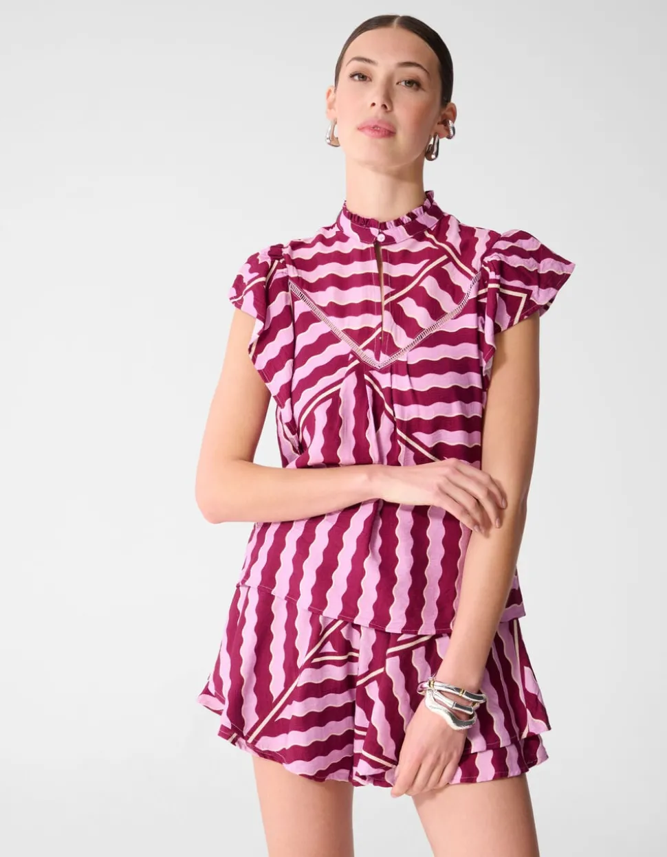 Wavy Printed Top Roze/Paars