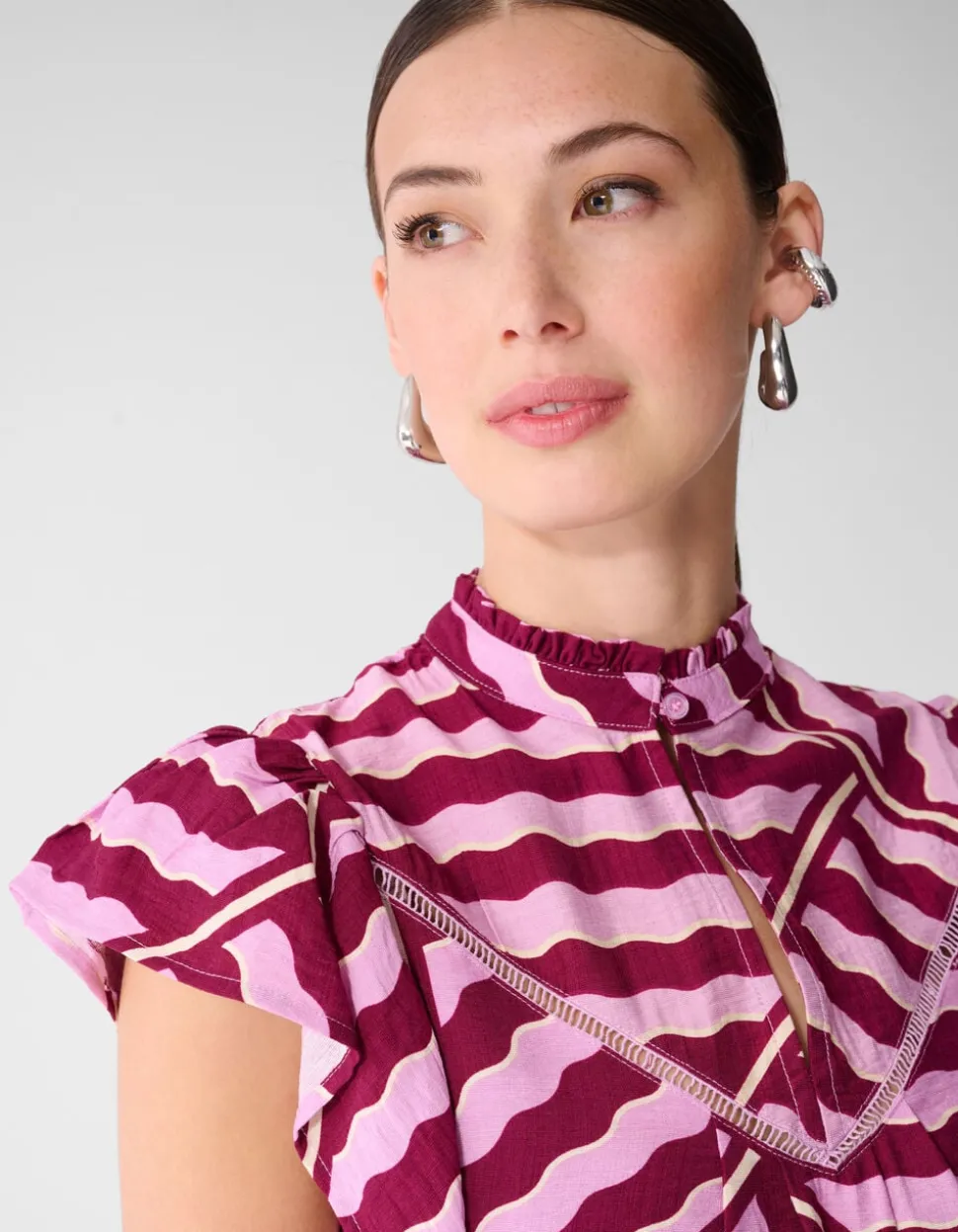 Wavy Printed Top Roze/Paars