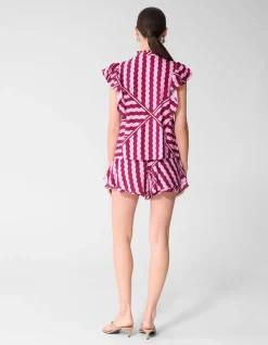 Wavy Printed Top Roze/Paars