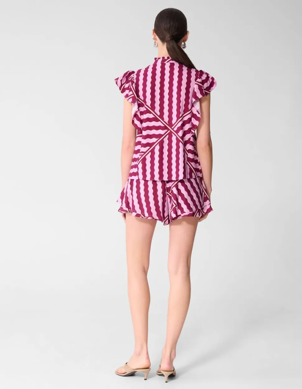 Wavy Printed Top Roze/Paars