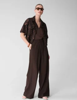 Wide Leg Fit Broek Donkerbruin By Mieke