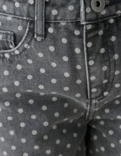 Wide Leg Fit Dot Jeans Grijs