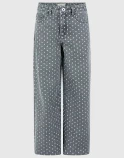Wide Leg Fit Dot Jeans Grijs