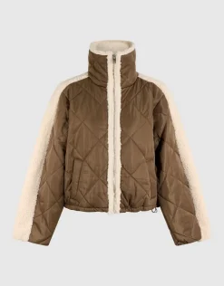 Zachte Gewatteerde Jas Bruin/Beige