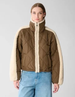 Zachte Gewatteerde Jas Bruin/Beige