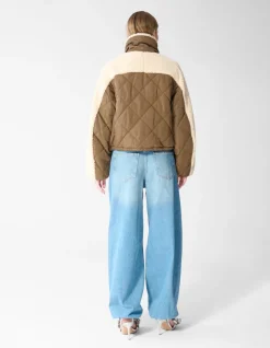 Zachte Gewatteerde Jas Bruin/Beige