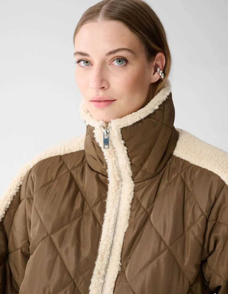 Zachte Gewatteerde Jas Bruin/Beige
