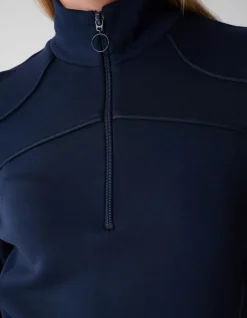 Zipper Longsleeve Top Donkerblauw
