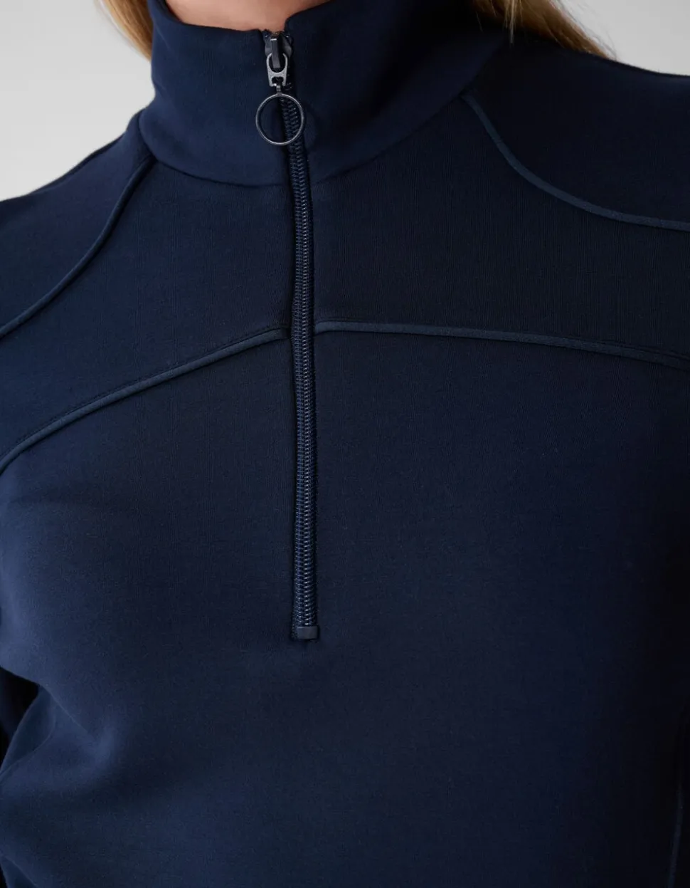 Zipper Longsleeve Top Donkerblauw