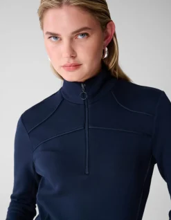 Zipper Longsleeve Top Donkerblauw