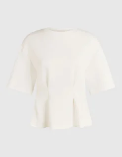 Peplum Scuba T-shirt Gebroken Wit